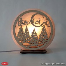 Соляной светильник круглый Санта на санях