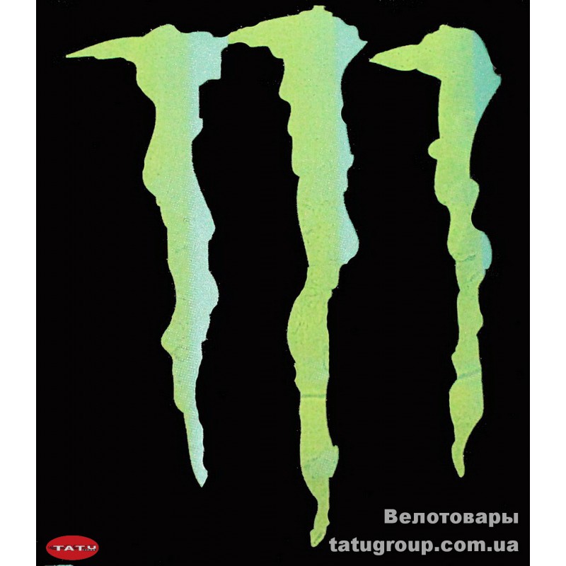 Наклейка "Monster" лого зелен.-черн. 4х3см