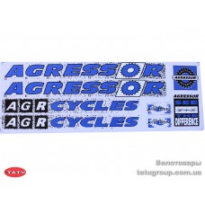 Наклейки на велосипед "AGRESSOR" синий