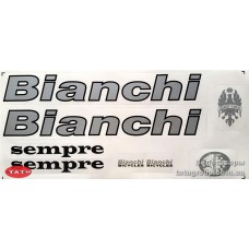 Наклейки на велосипед "BIANCHI" серебр.-черн.