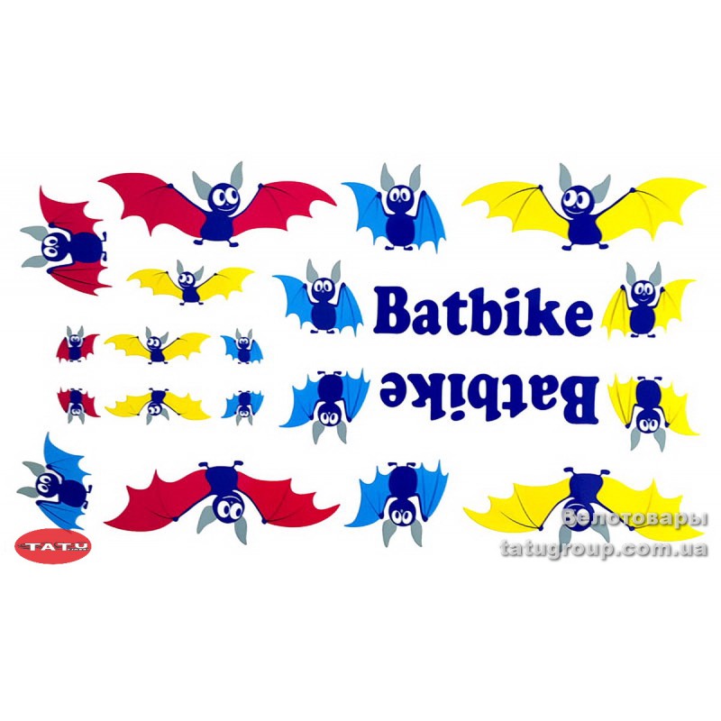 Наклейки на велосипед "BATBIKE" синие