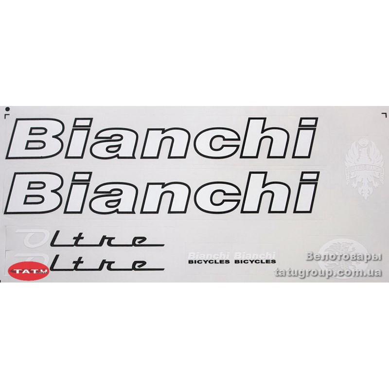 Наклейки на велосипед "BIANCHI" бел.-черн.