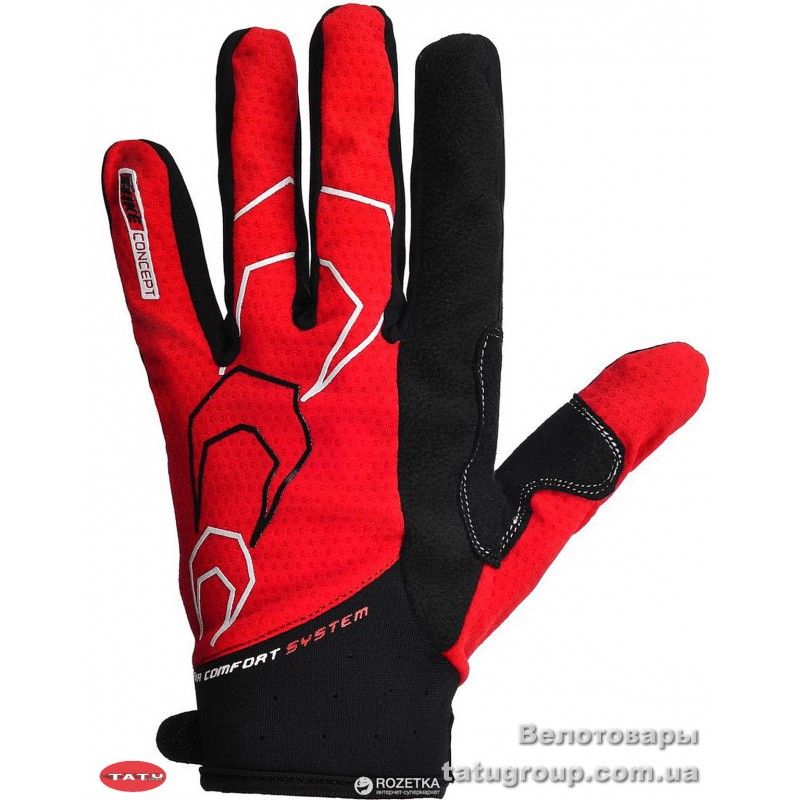 Перчатки вело PowerPlay 6556-C длин.пальц./ L / red-black